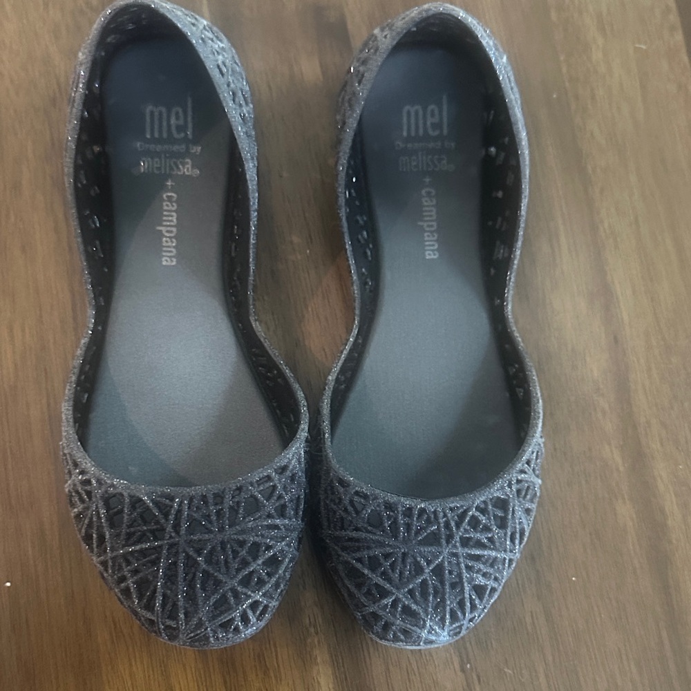 Mel by Melissa Kids Glittery Black Dress Shoes